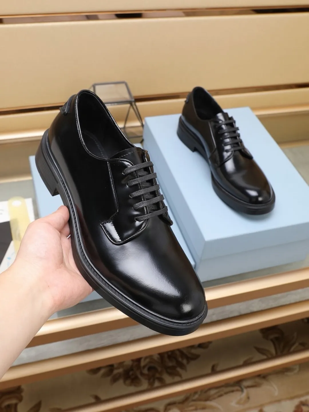 P640💰🔥《PRADA》👏Latest • High-end top brand luxury ~ purchasing agency, top quality. New fashionable business men's shoes🔜The uppers are made of original open-edge beaded cowhide➕cowhide·lining, with fine workmanship. The original stylish and soft combination wear-resistant and non-slip outsole is light and comfortable on the feet. The real thing looks better in real life. Size: 38/45